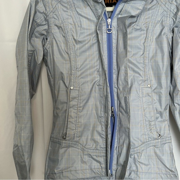 Women's Ariat Riding Jacket XS Equestrian Hooded Plaid Lightweight Blue - Picture 4 of 8
